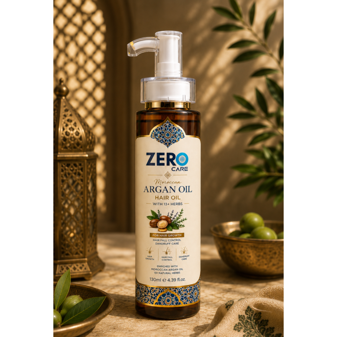 Moroccan Argan Oil Hair Oil - Hair Growth, Hair Fall Control & Dandruff Care 130ml with 13+ Herbs - Zero Care Pakistan