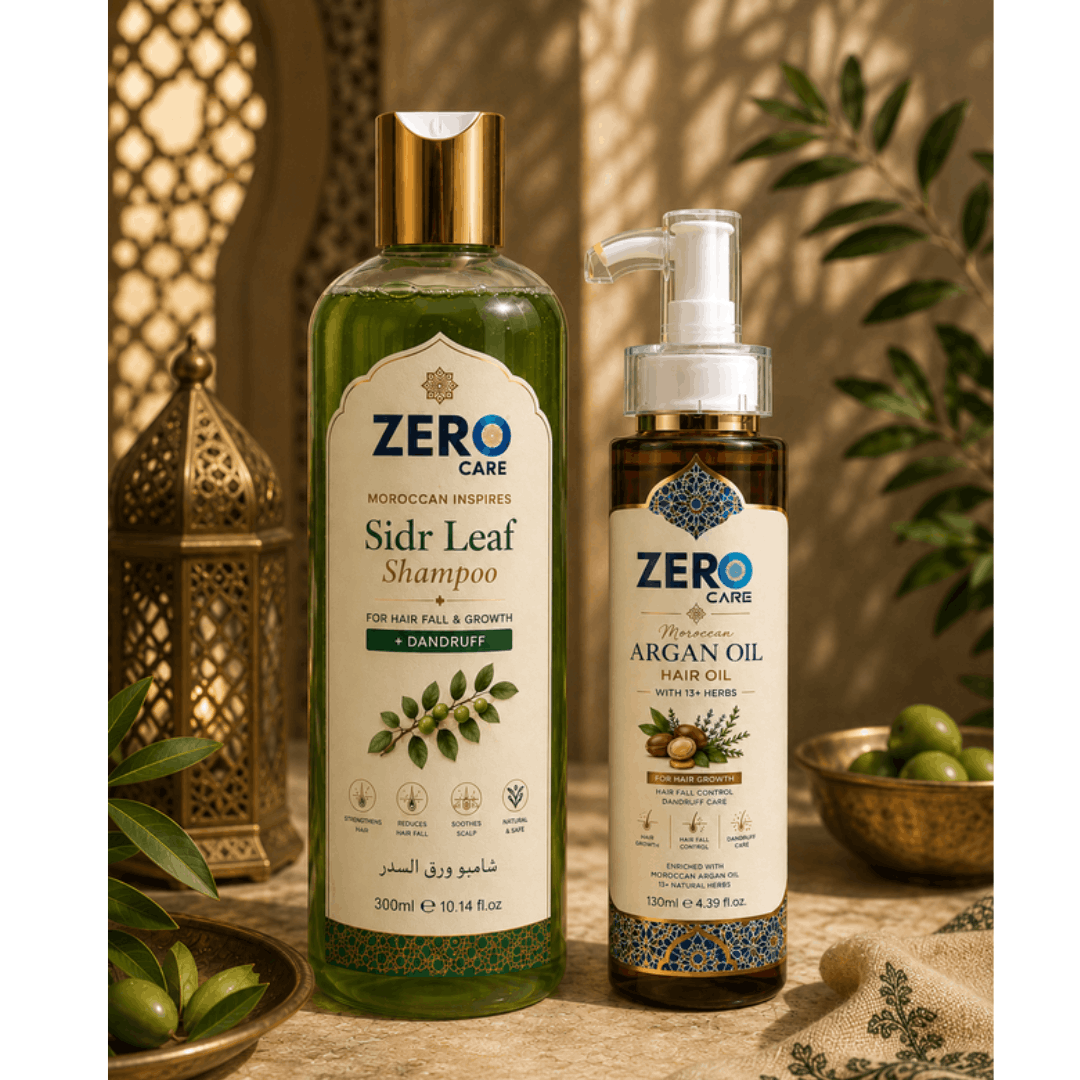 Moroccan Hammam Combo – Sidr Leaf Shampoo (300ml) + Argan Oil Hair Oil (130ml)
