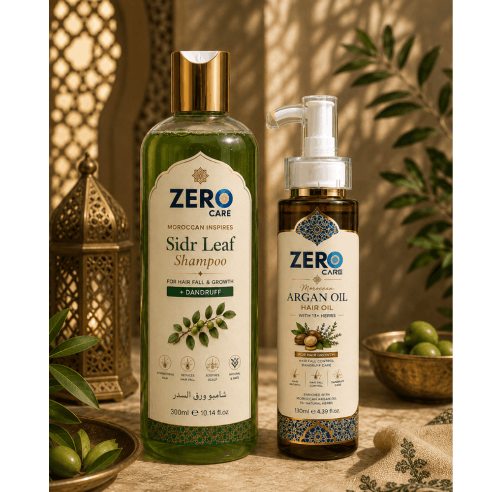 Moroccan Hammam Combo – Sidr Leaf Shampoo (300ml) + Argan Oil Hair Oil (130ml)