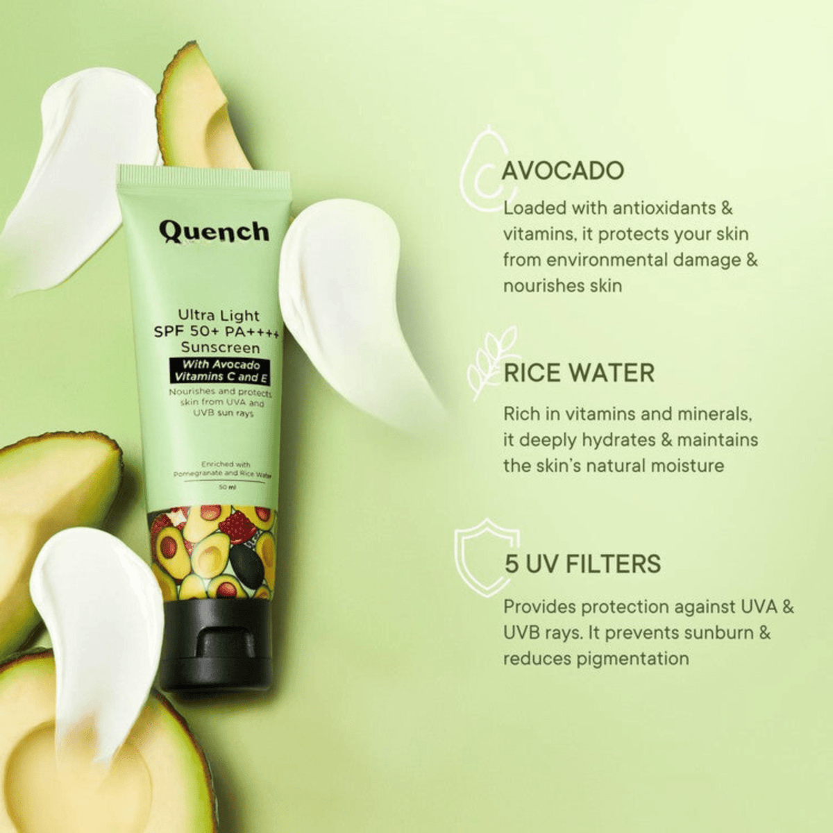 Ultra Light SPF 50+ PA++++ Sunscreen with Avocado - ZC | Zero Care