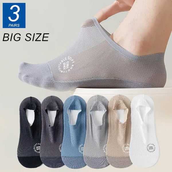 3 Pair - Invisible Hollow Out Mesh Non-Slip Summer Socks