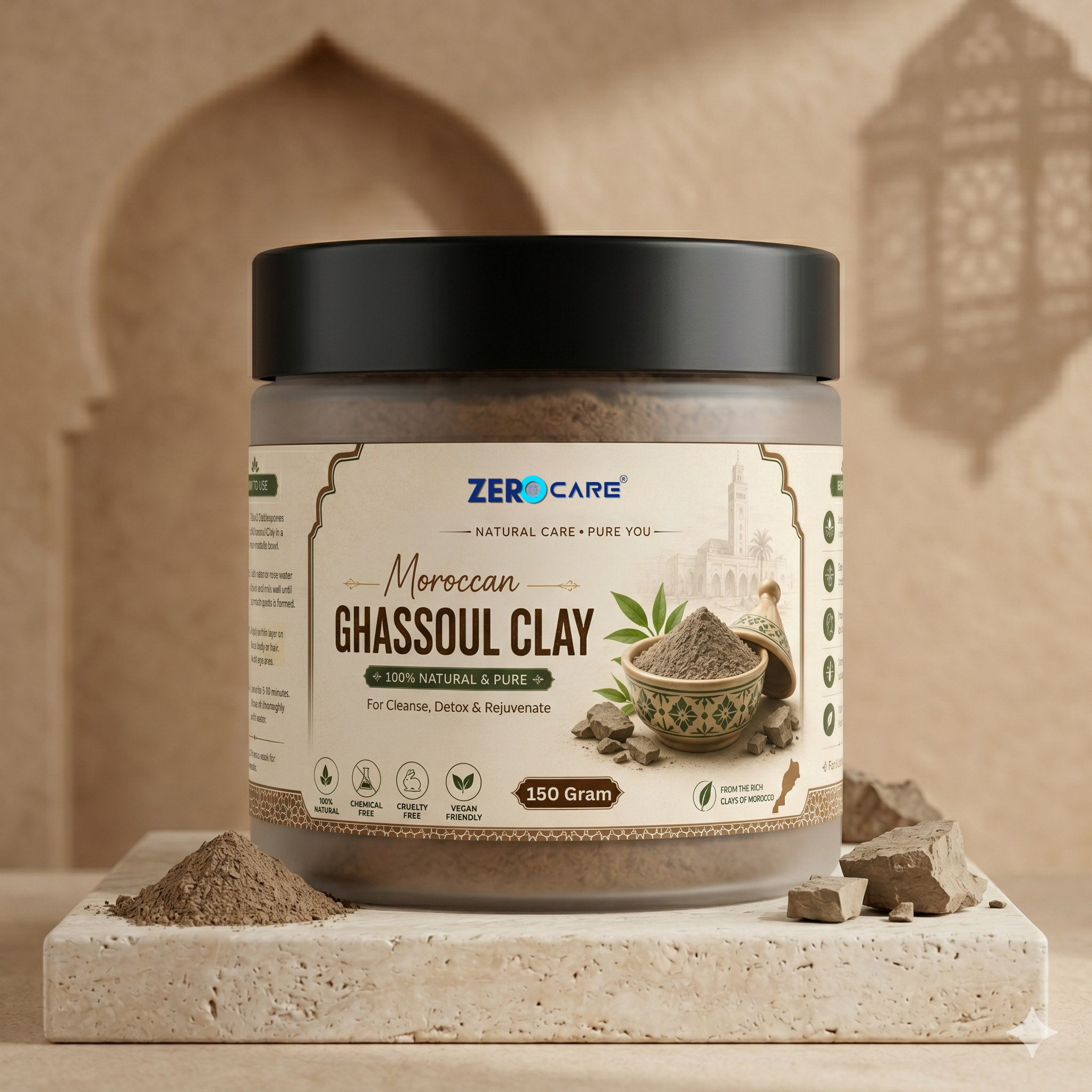 Moroccan Ghassoul Clay Powder – 150 Gram